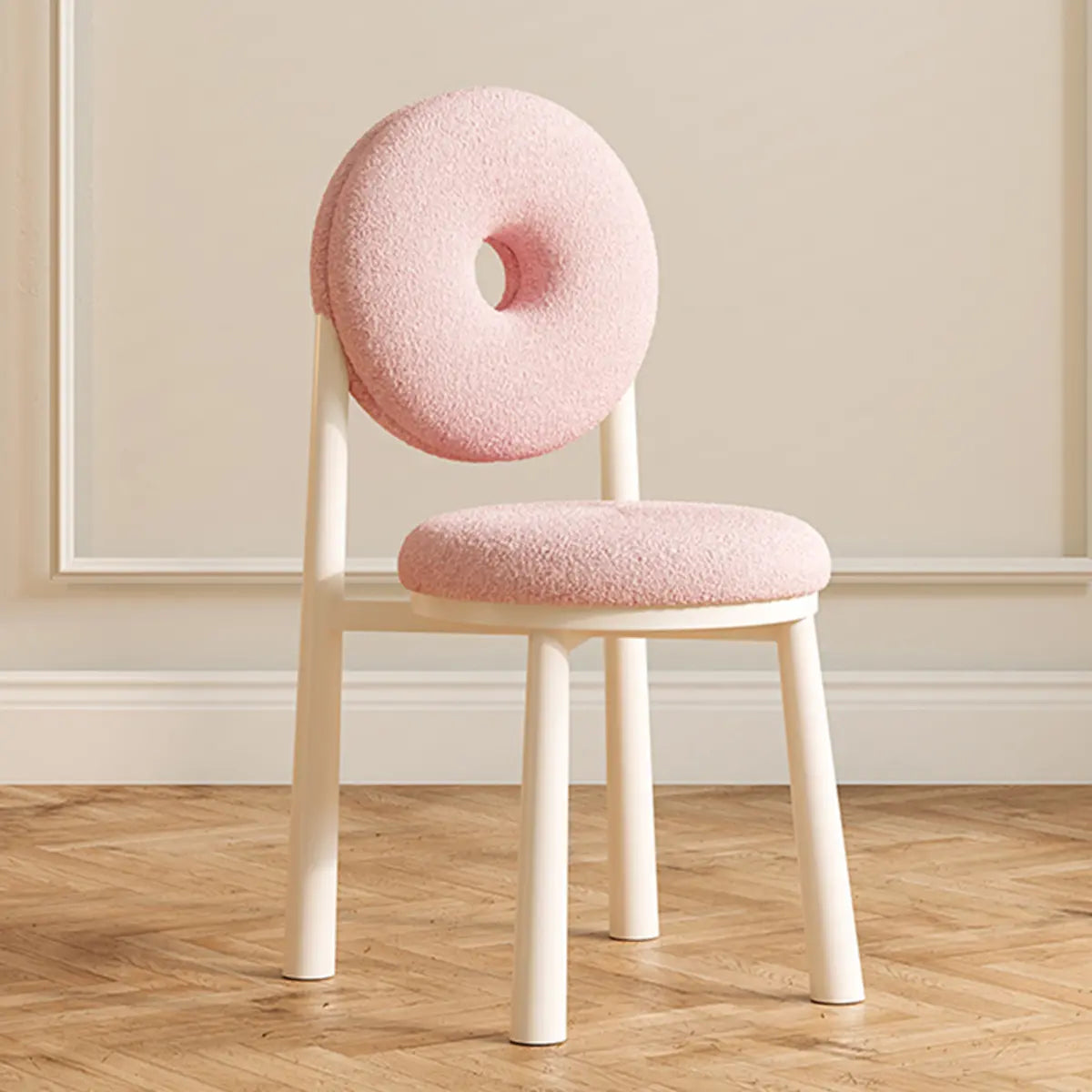 Blue Sherpa Natural Leg High-Back Textured Side Chair Image - 5