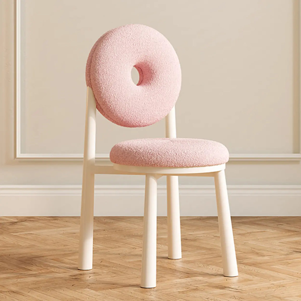 Blue Sherpa Natural Leg High-Back Textured Side Chair Image - 5