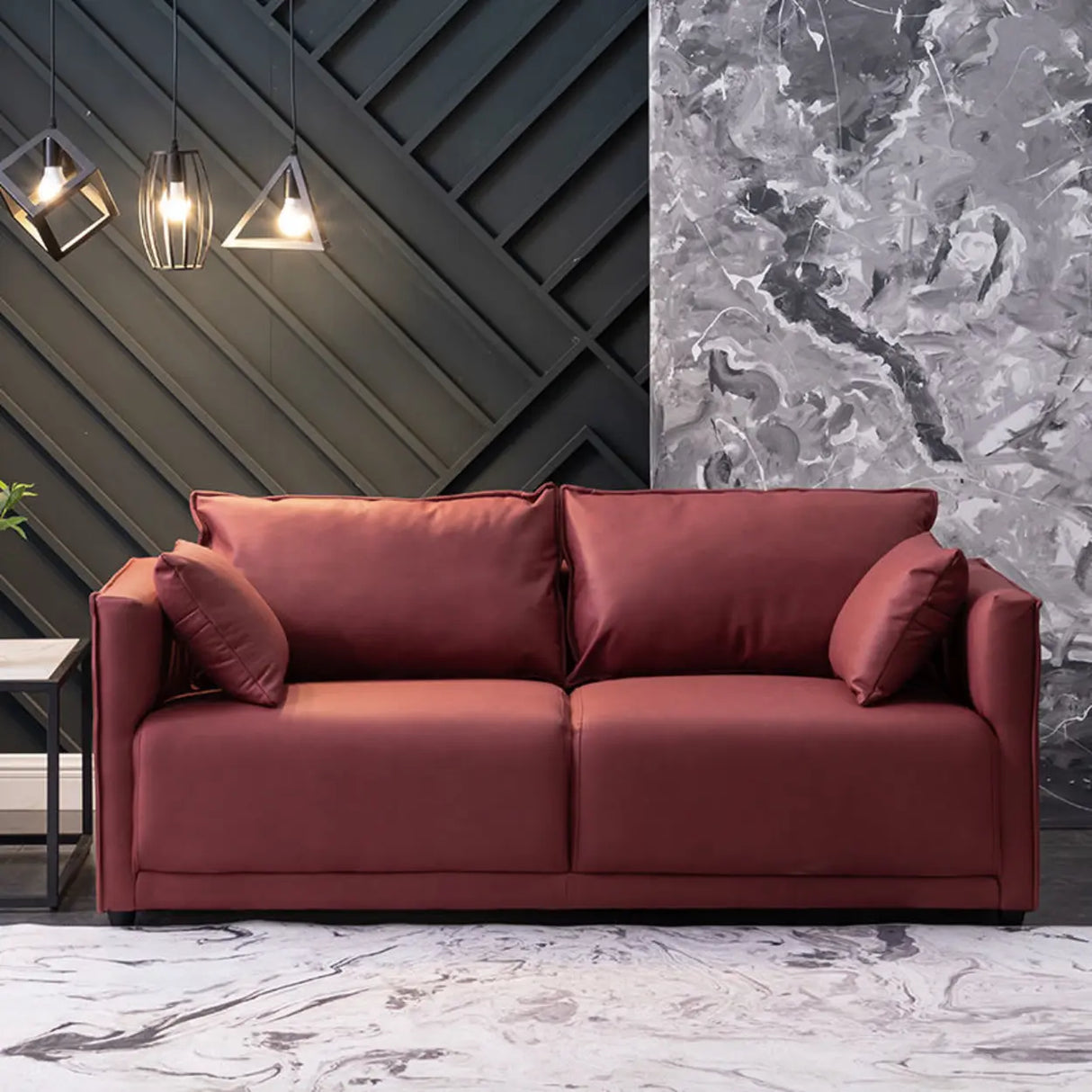 Blue Stain Resistant Tech Cloth Square Arm Loveseat Image - 11