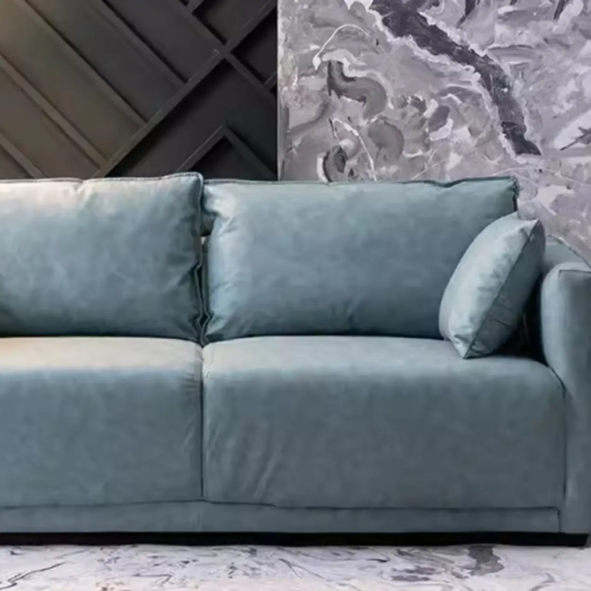 Blue Stain Resistant Tech Cloth Square Arm Loveseat Image - 13