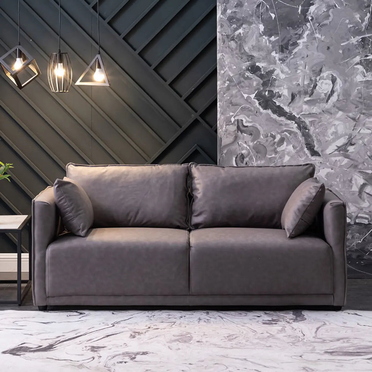 Blue Stain Resistant Tech Cloth Square Arm Loveseat Image - 16