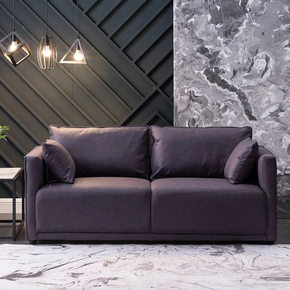 Blue Stain Resistant Tech Cloth Square Arm Loveseat Image - 18