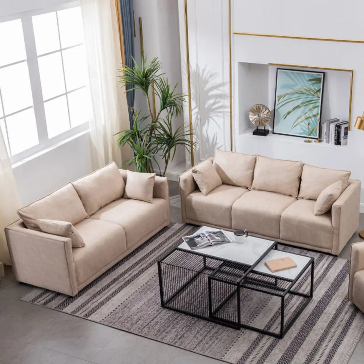 Blue Stain Resistant Tech Cloth Square Arm Loveseat Image - 3