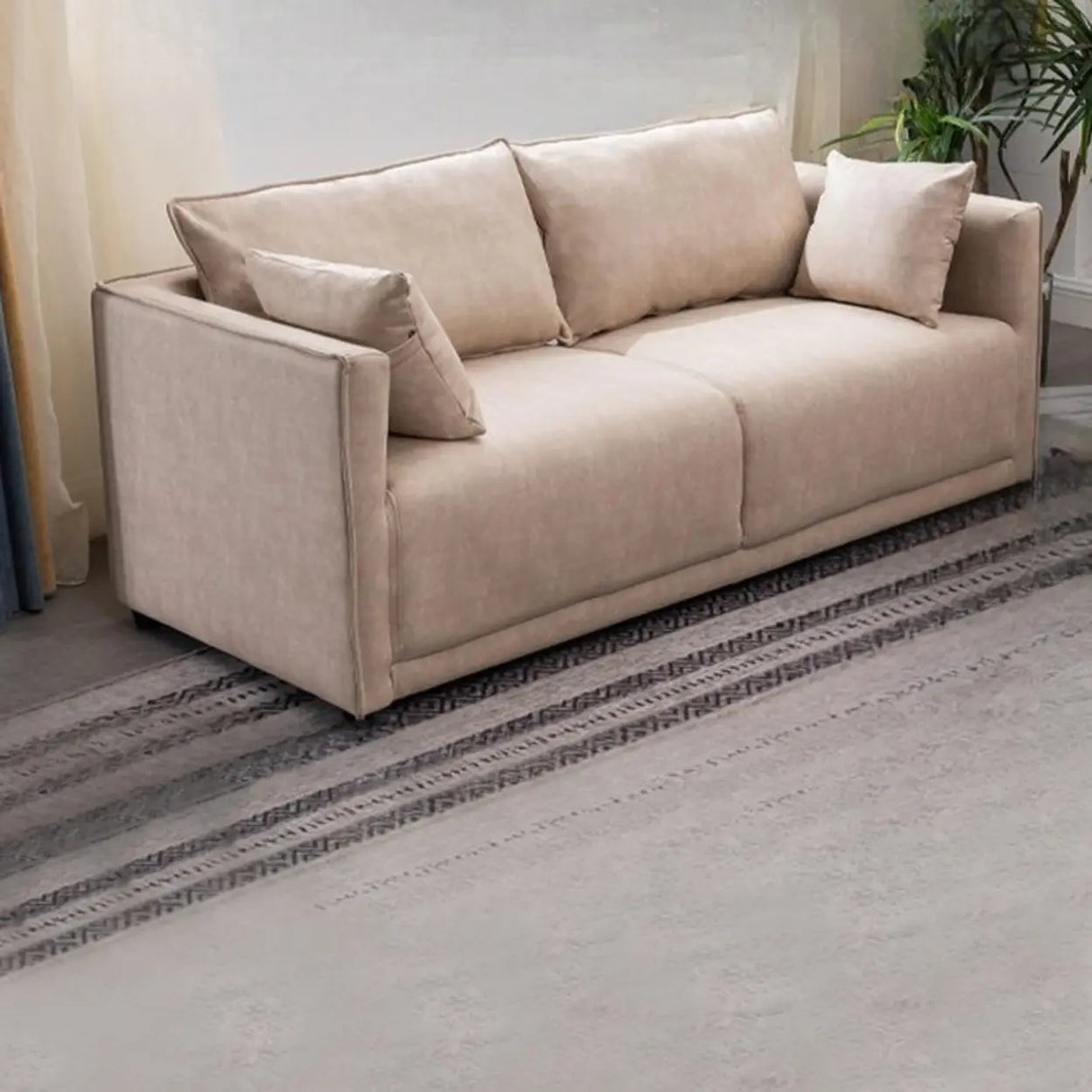 Blue Stain Resistant Tech Cloth Square Arm Loveseat Image - 6