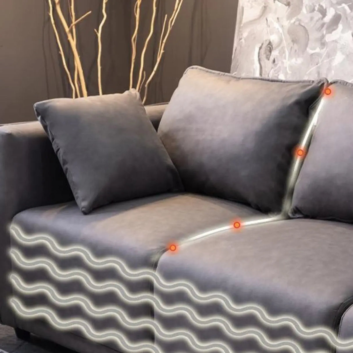 Blue Stain Resistant Tech Cloth Square Arm Loveseat Image - 8