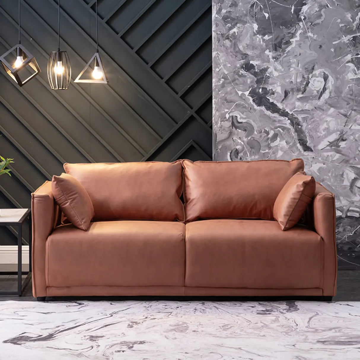 Blue Stain Resistant Tech Cloth Square Arm Loveseat Image - 9