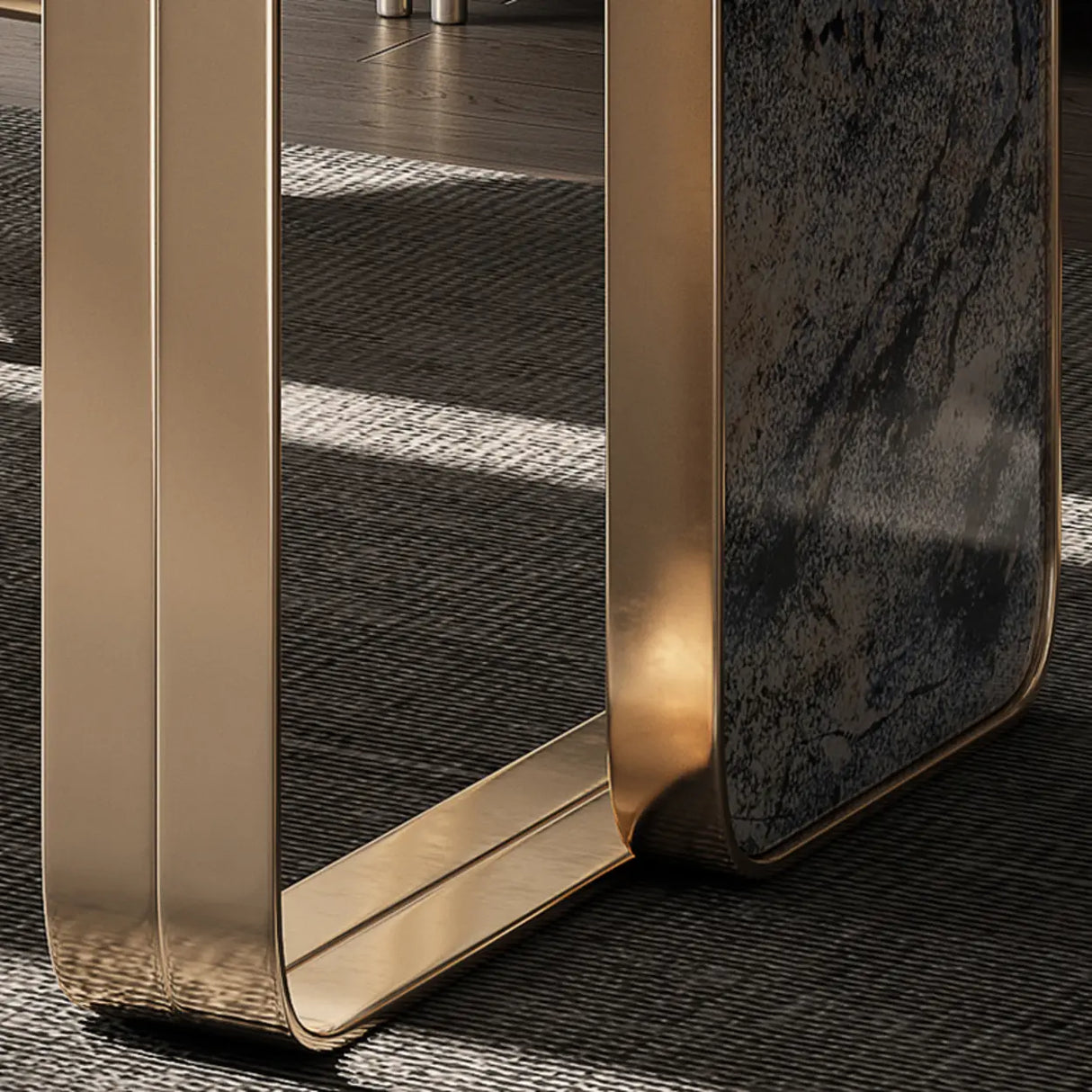 Blue Standard Stone Writing Desk with Drawers Image - 7