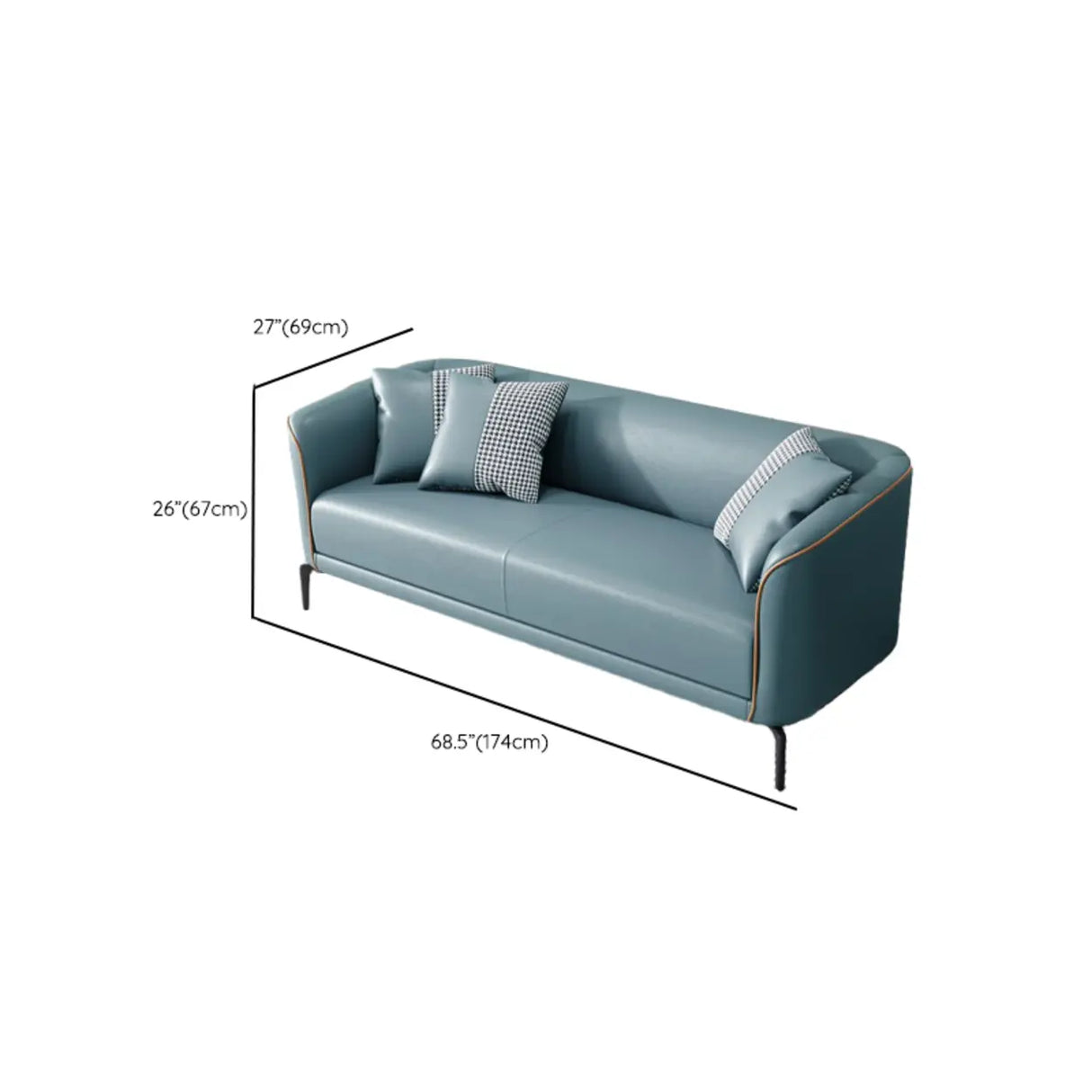 Blue Water Resistant Leather 3 Seats Foam Fill Sofa Image - 15