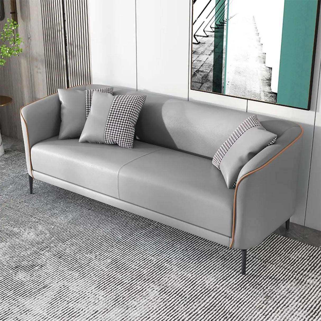 Blue Water Resistant Leather 3 Seats Foam Fill Sofa Image - 5