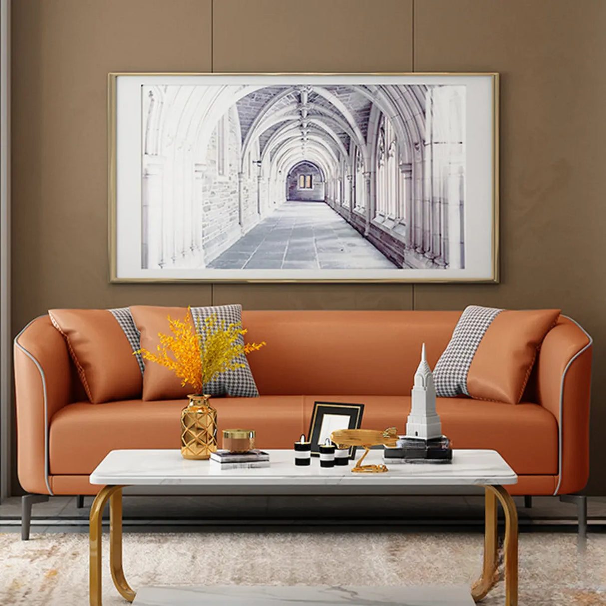 Blue Water Resistant Leather 3 Seats Foam Fill Sofa Image - 8