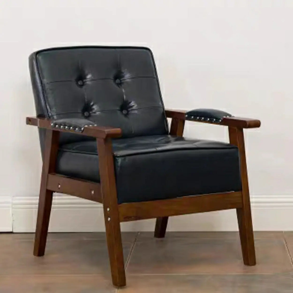 Blue Waterproof Faux Leather Loveseat	with Wood Legs Image - 13