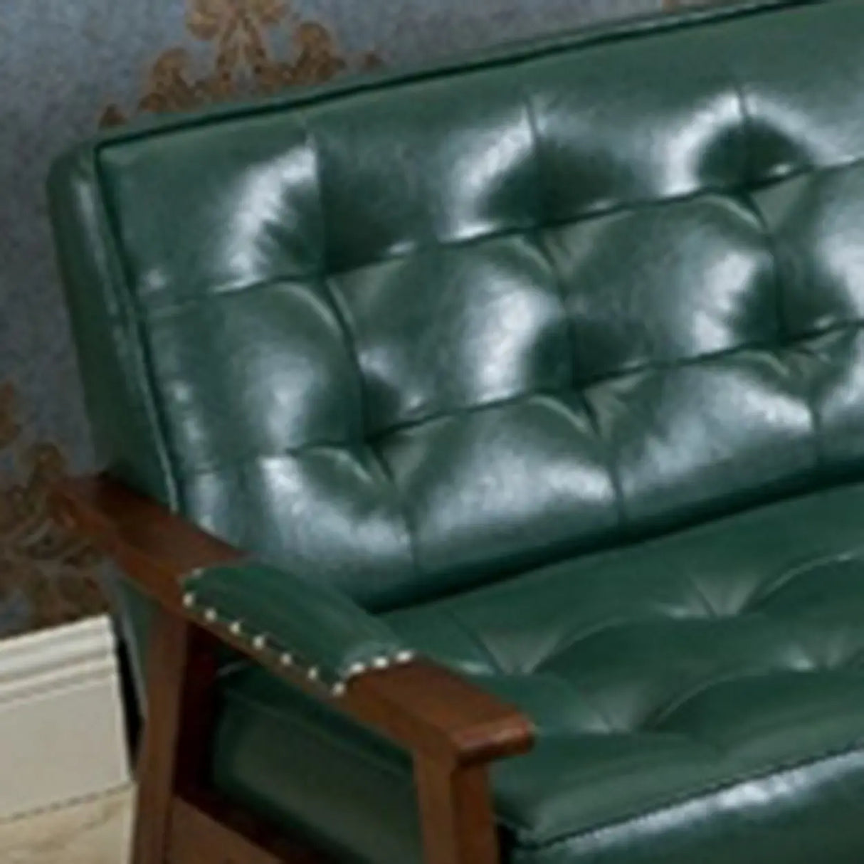 Blue Waterproof Faux Leather Loveseat	with Wood Legs Image - 18