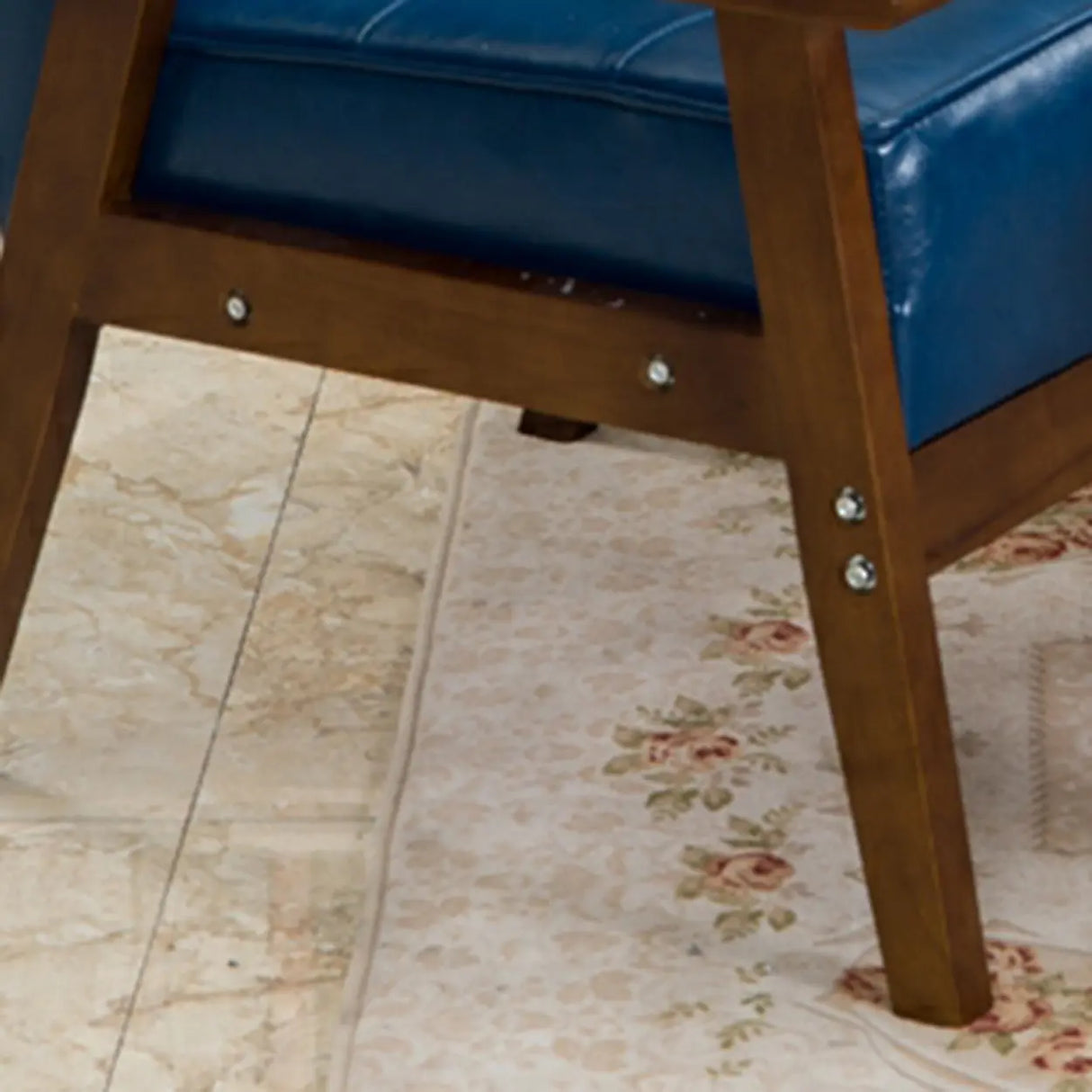 Blue Waterproof Faux Leather Loveseat	with Wood Legs Image - 20