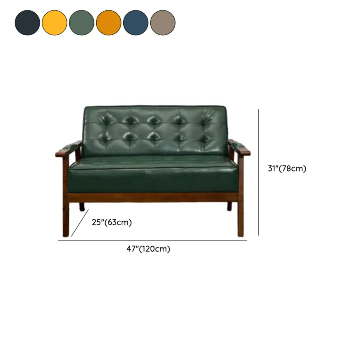 Blue Waterproof Faux Leather Loveseat	with Wood Legs Image - 26