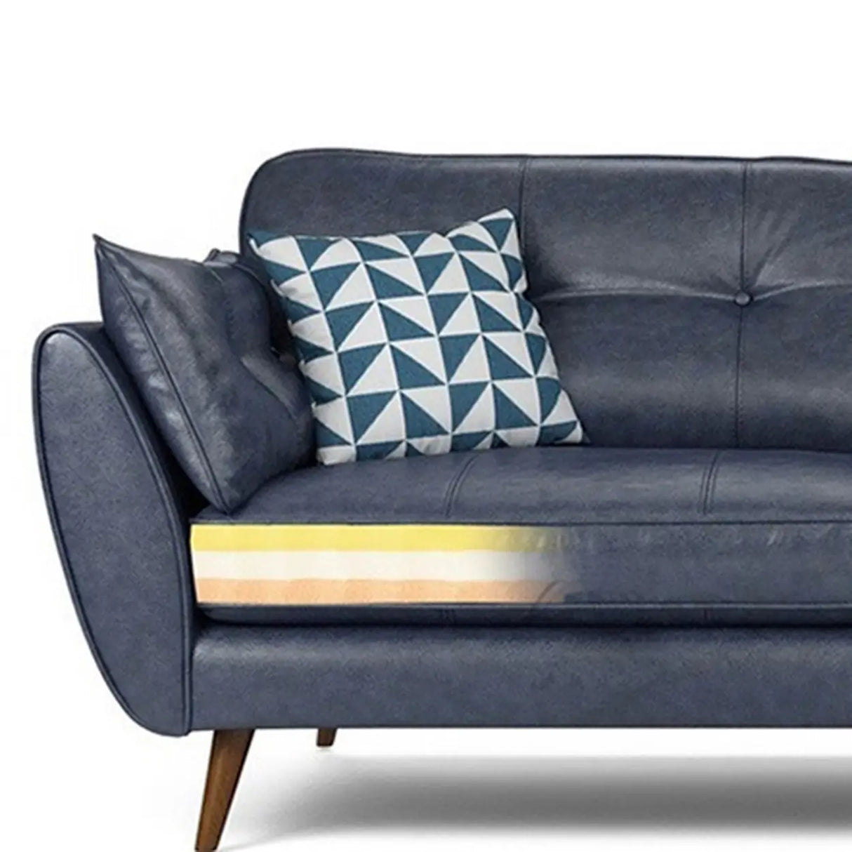 Blue Waterproof Leather Wood Frame Loveseat with Pillow Image - 4