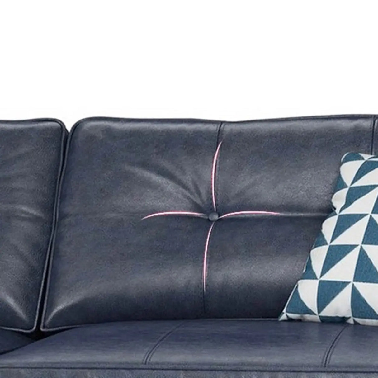 Blue Waterproof Leather Wood Frame Loveseat with Pillow Image - 5