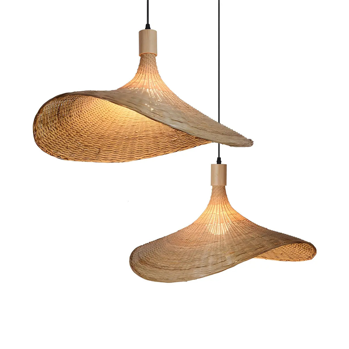 Bohemian Asymmetrical Bamboo Dining Light Beige Medium Single Pendant Image - 6