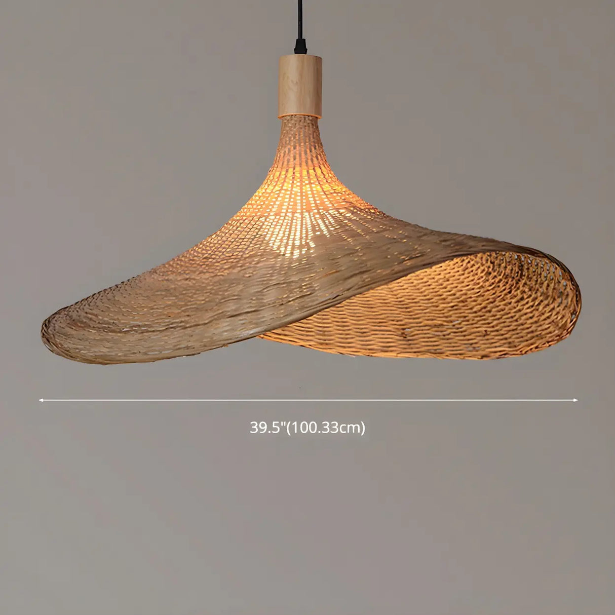 Bohemian Asymmetrical Bamboo Dining Light Beige Medium Single Pendant Image - 7