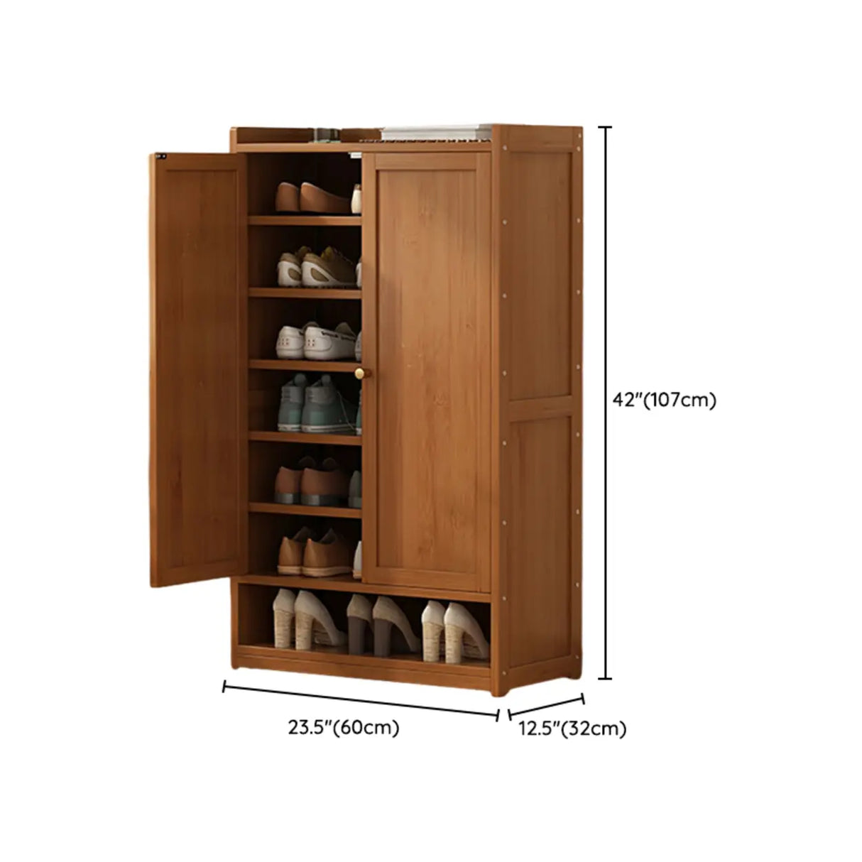 Bohemian Bamboo Hallway Brown Medium Shoe Storage Cabinet Image - 34