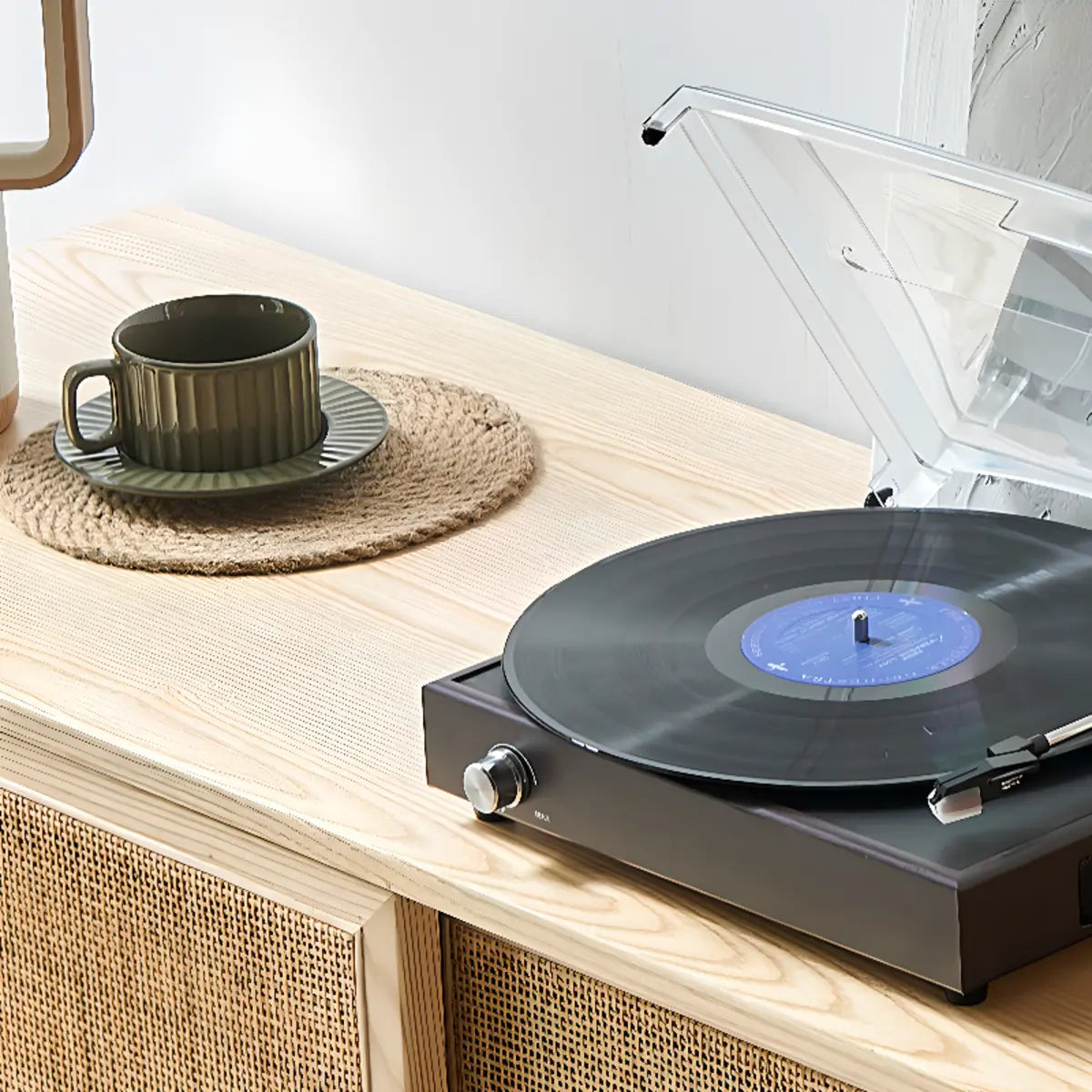 Bohemian Natural Finish Wood TV Stand with Cabinet Image - 12