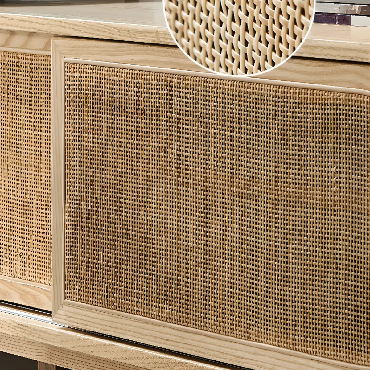 Bohemian Natural Finish Wood TV Stand with Cabinet Image - 13