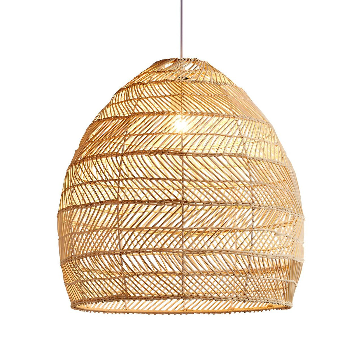Bohemian Natural Rattan Woven Dome Restaurant Pendant Light Image - 3