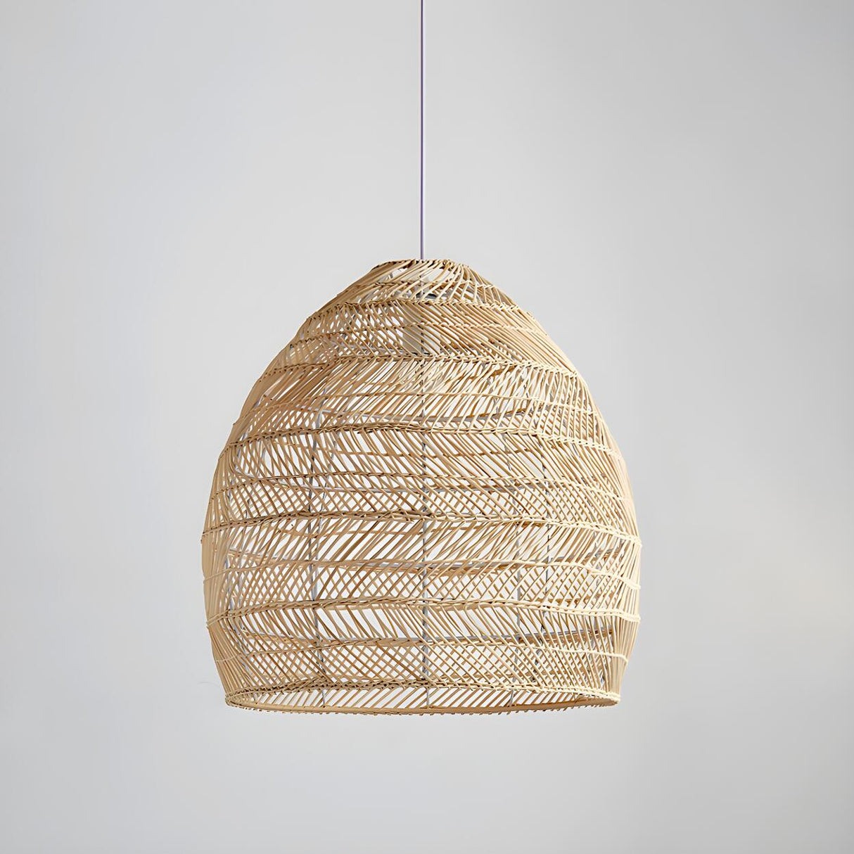 Bohemian Natural Rattan Woven Dome Restaurant Pendant Light Image - 4
