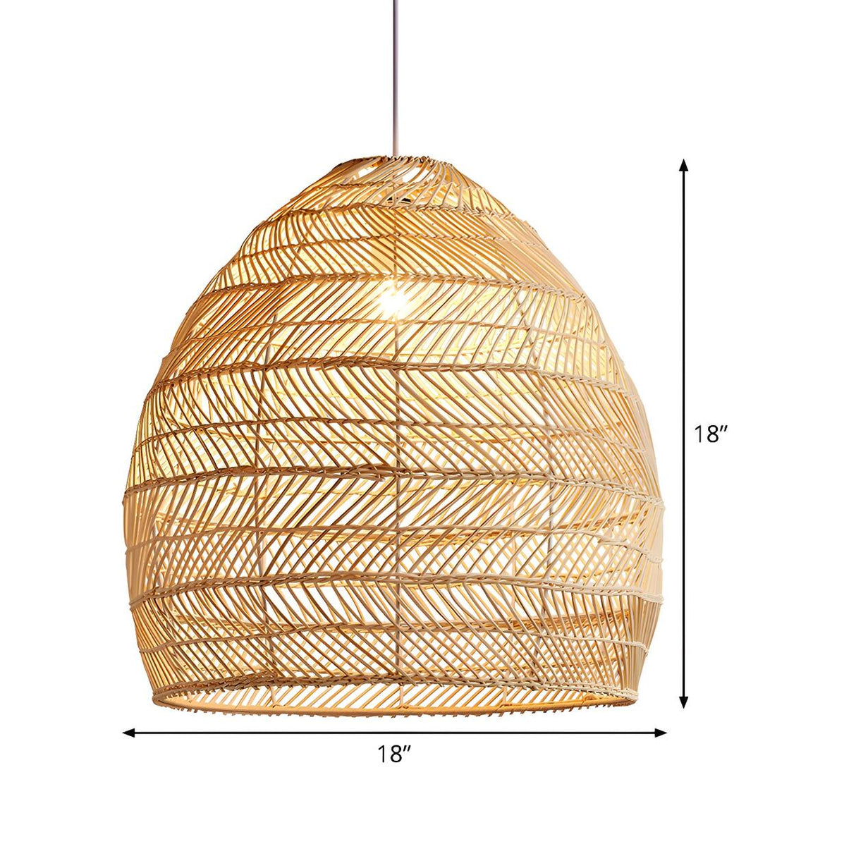 Bohemian Natural Rattan Woven Dome Restaurant Pendant Light Image - 6