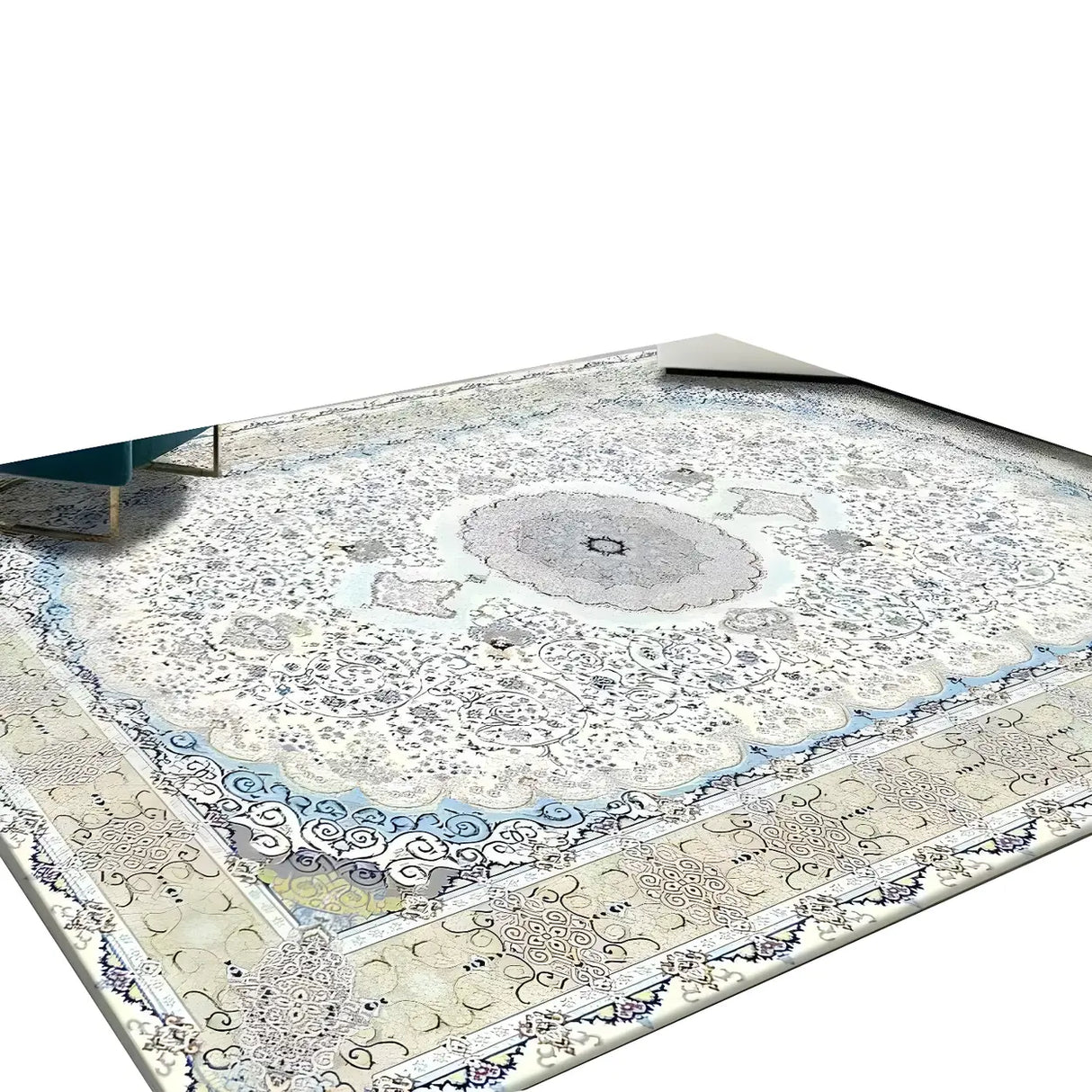 Bohemian Rectangle Polyester Apricot Floral Area Rug Image - 6