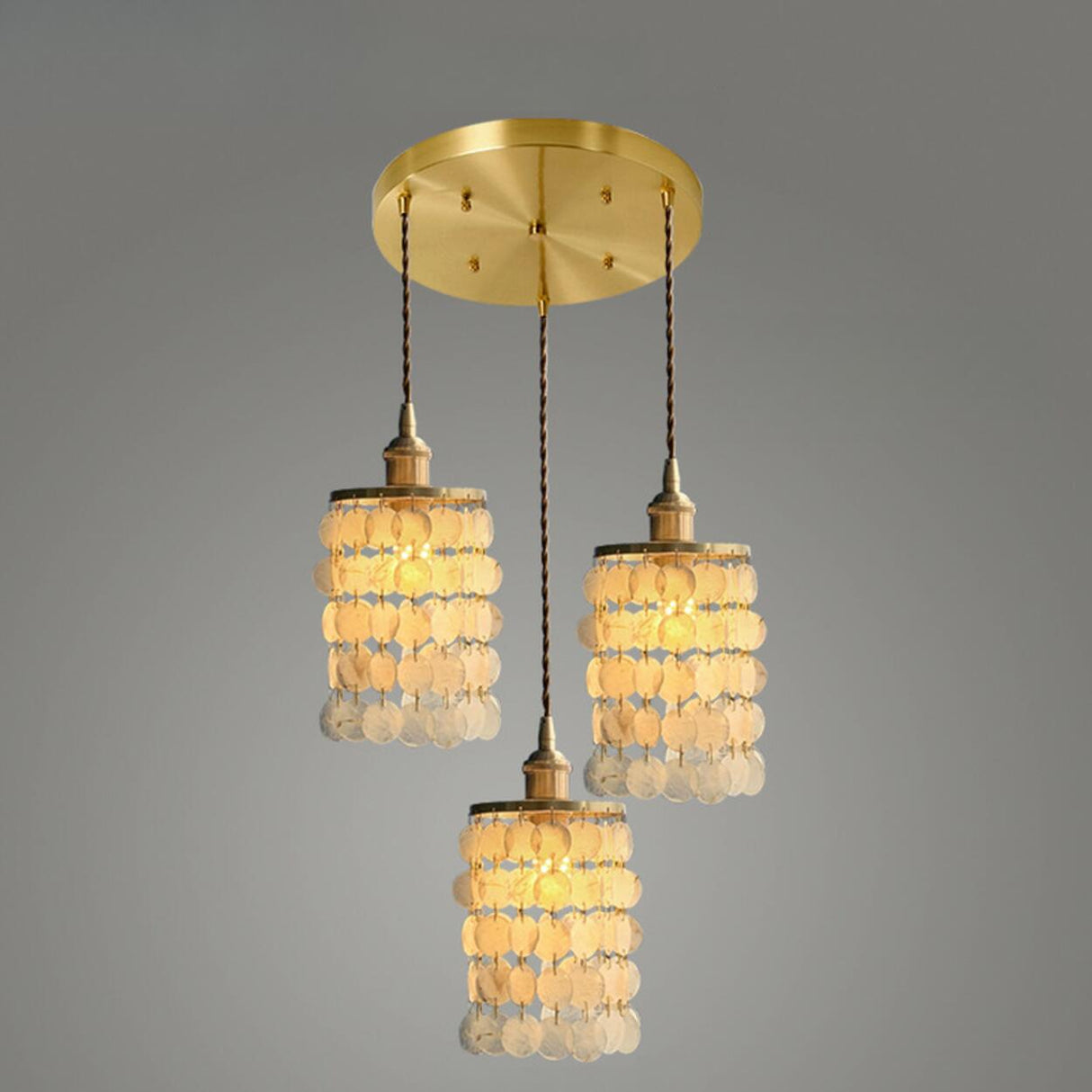 Bohemian Shell Cylindrical Cascading Pendant Light Image - 10