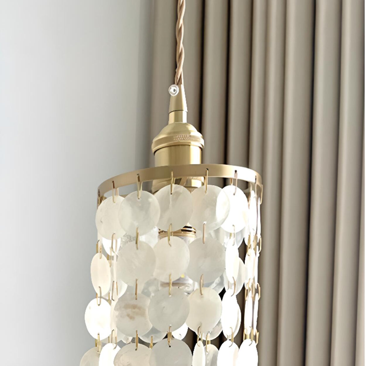 Bohemian Shell Cylindrical Cascading Pendant Light Image - 14
