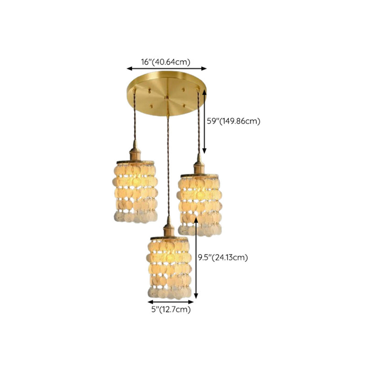 Bohemian Shell Cylindrical Cascading Pendant Light Image - 16