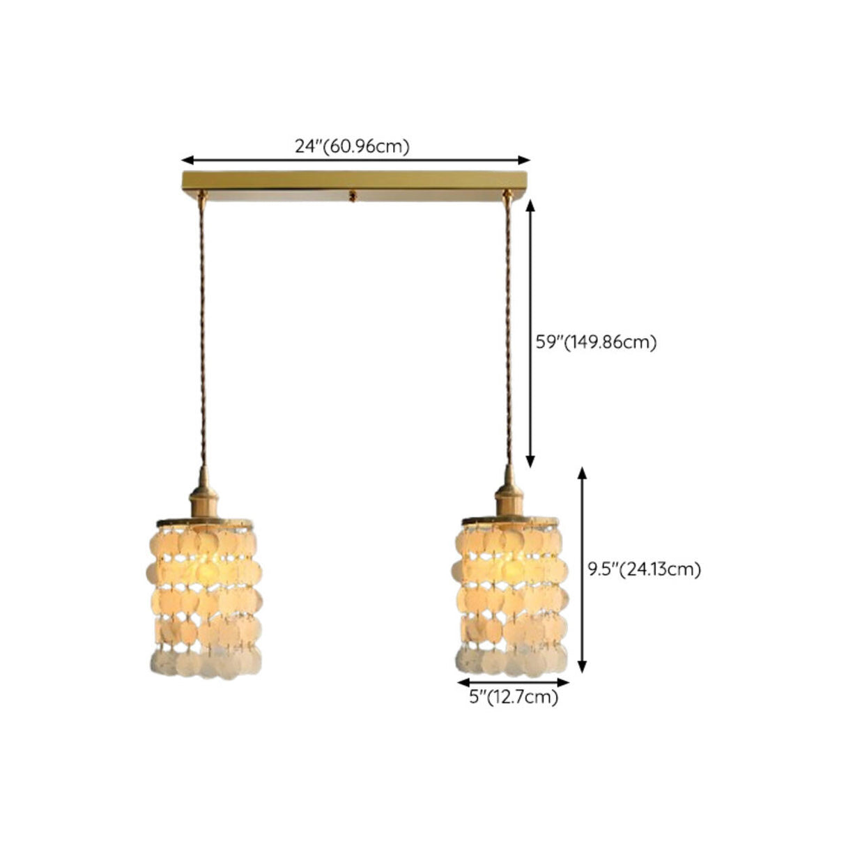 Bohemian Shell Cylindrical Cascading Pendant Light Image - 17