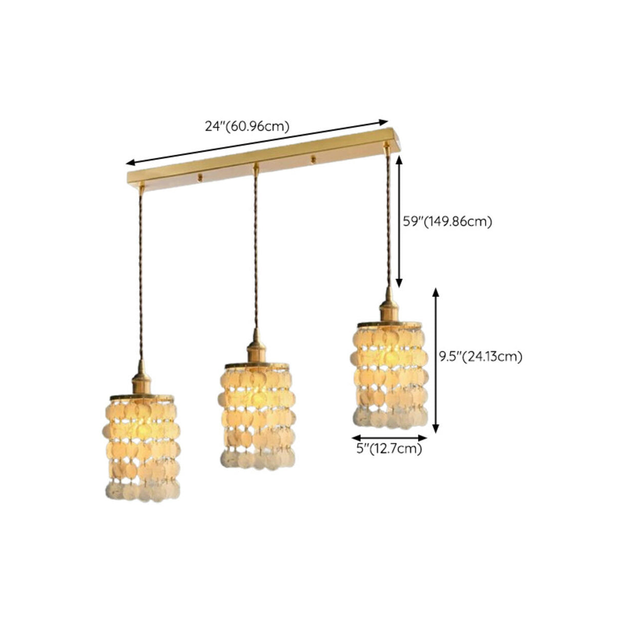 Bohemian Shell Cylindrical Cascading Pendant Light Image - 18