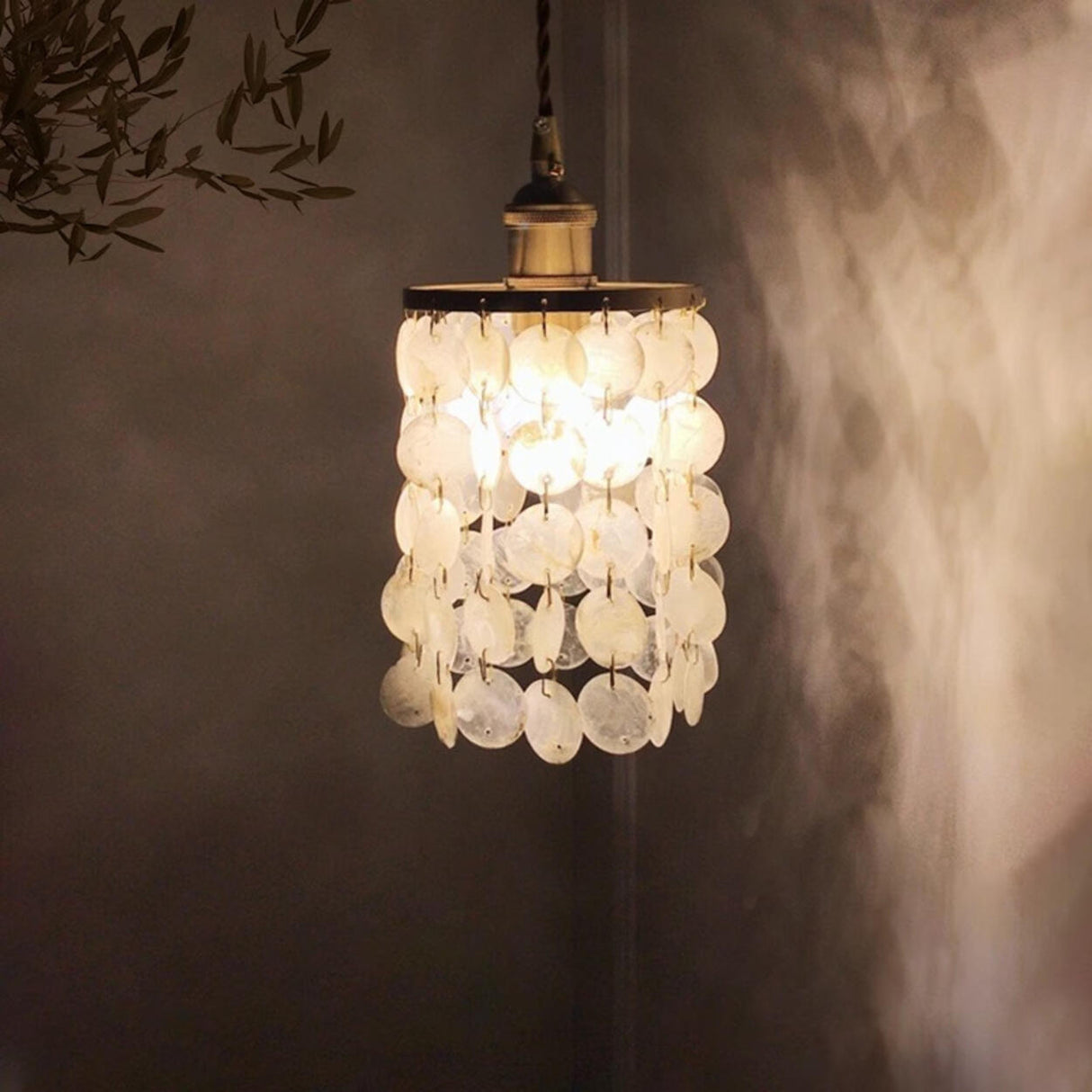 Bohemian Shell Cylindrical Cascading Pendant Light Image - 2