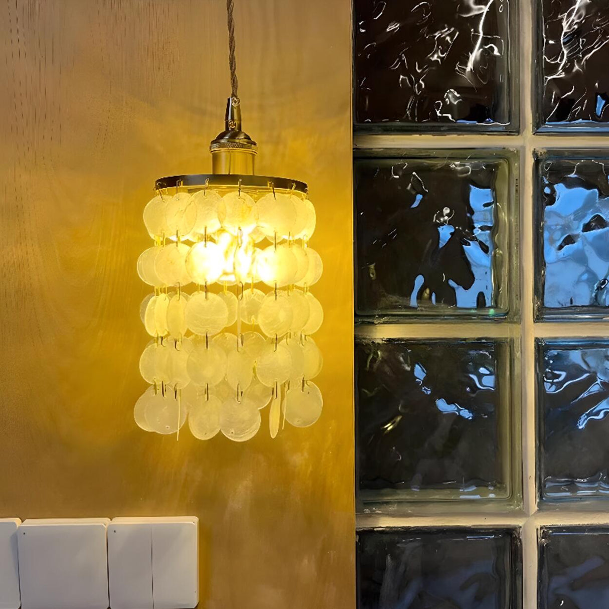 Bohemian Shell Cylindrical Cascading Pendant Light Image - 3