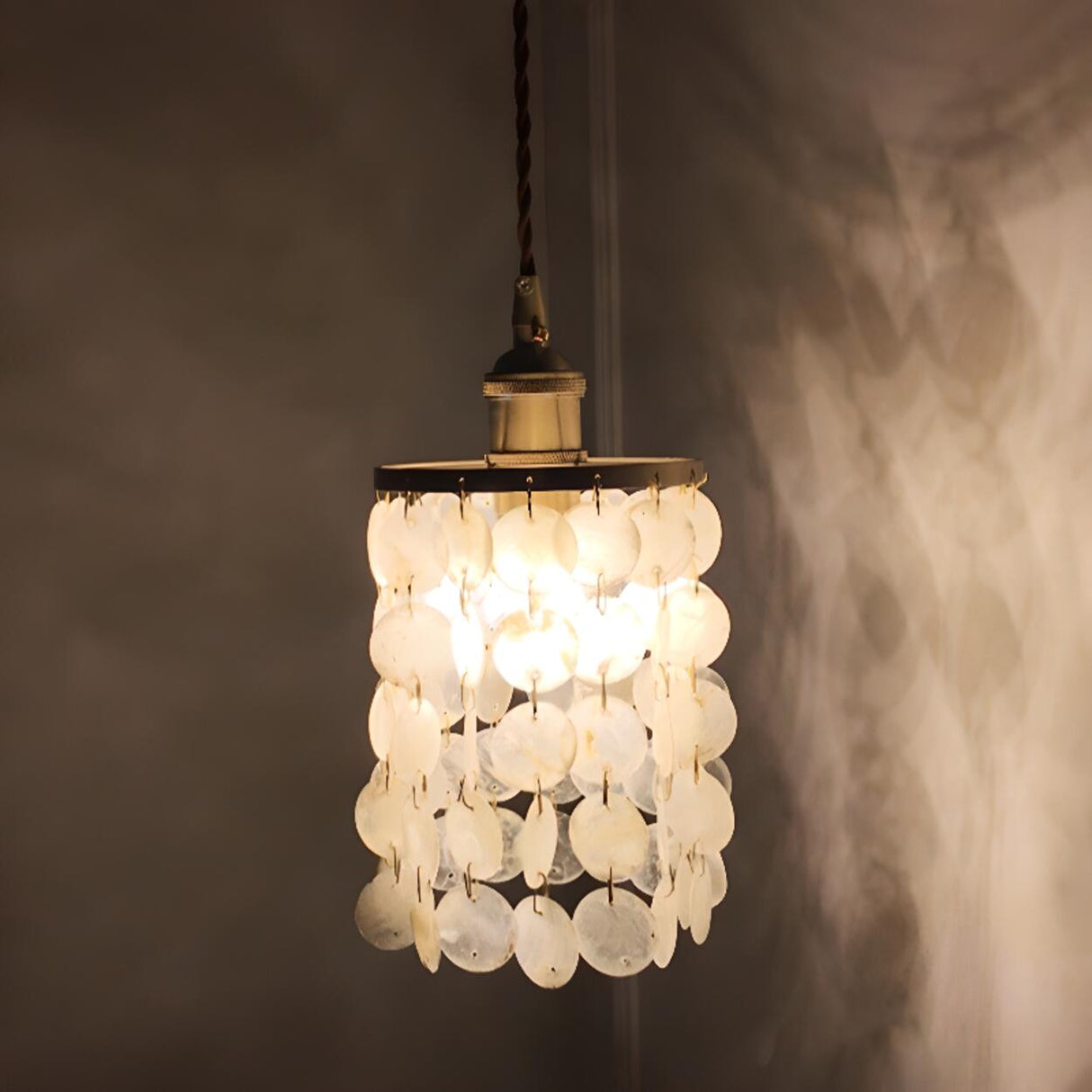 Bohemian Shell Cylindrical Cascading Pendant Light Image - 4