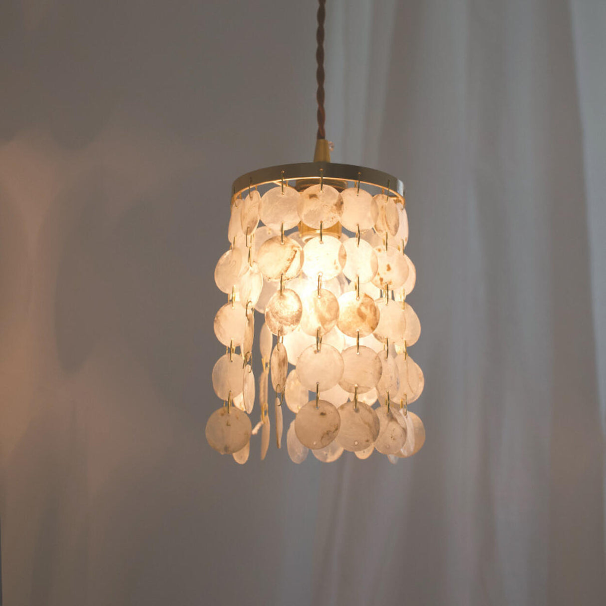 Bohemian Shell Cylindrical Cascading Pendant Light Image - 6