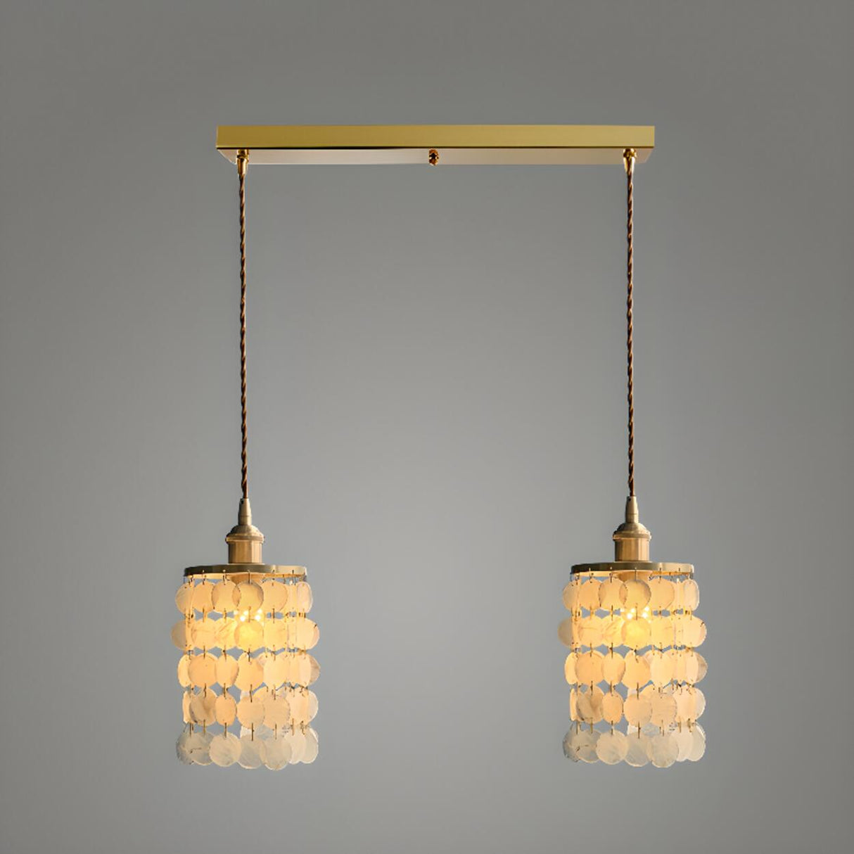 Bohemian Shell Cylindrical Cascading Pendant Light Image - 8