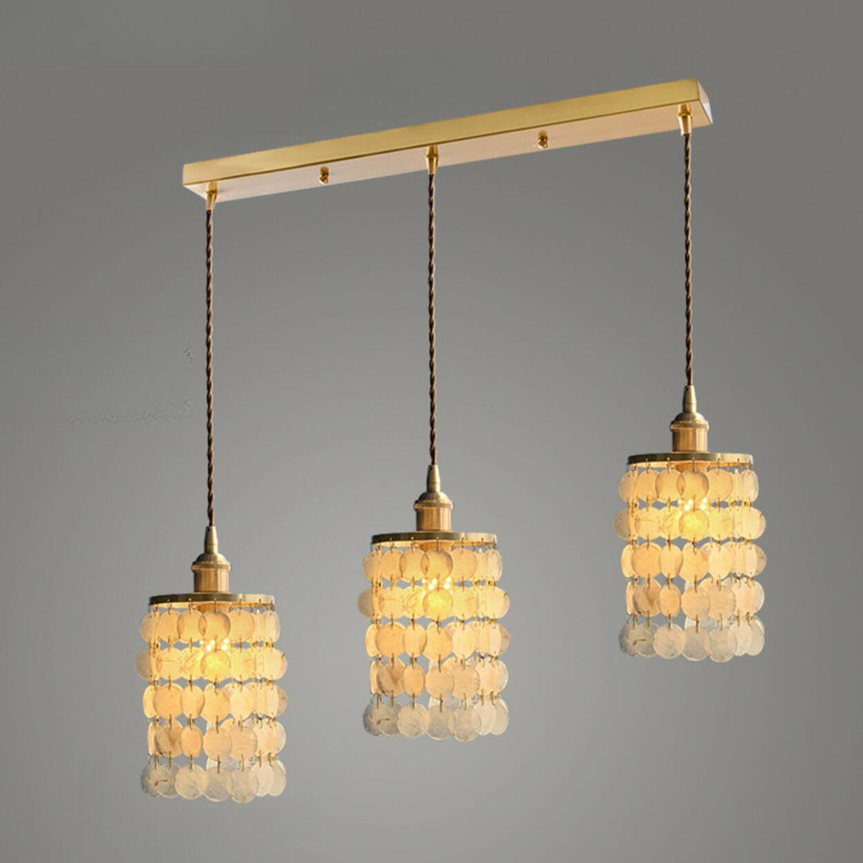 Bohemian Shell Cylindrical Cascading Pendant Light Image - 9