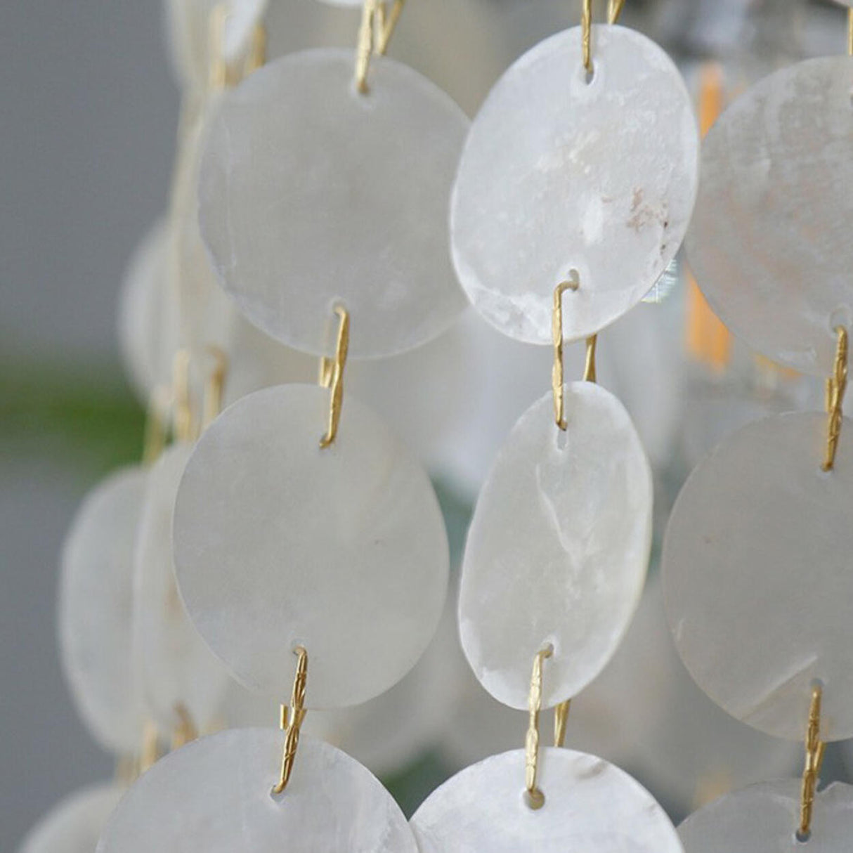 Bohemian Vintage Brass Wind Chimes Shell Pendant Light Image - 5