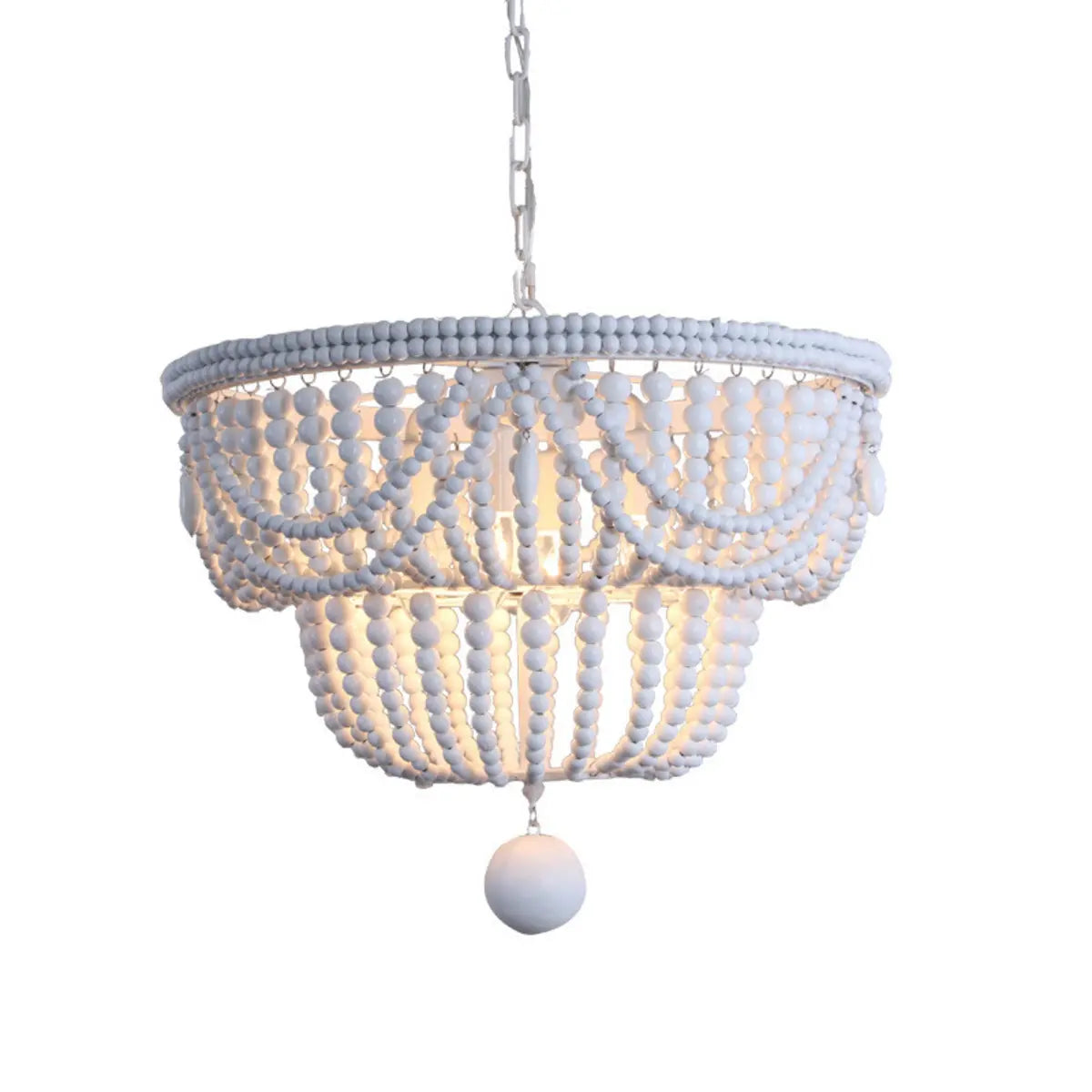 Modern Beaded Chandelier, Living Room, White, 5 Lights Image - 5