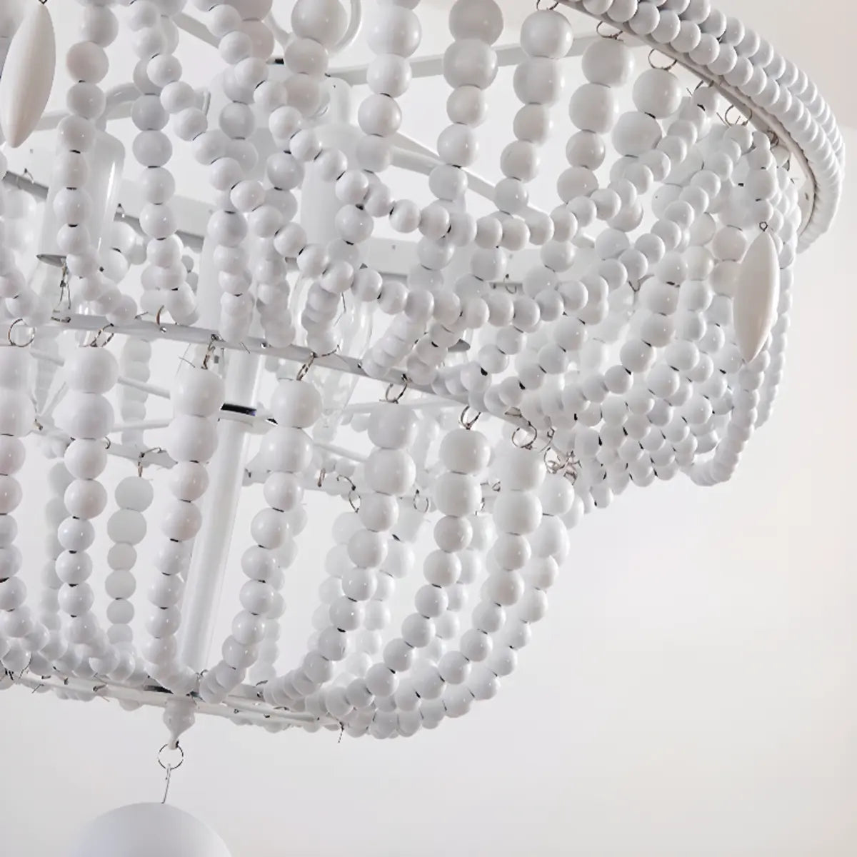 Modern Beaded Chandelier, Living Room, White, 5 Lights Image - 6