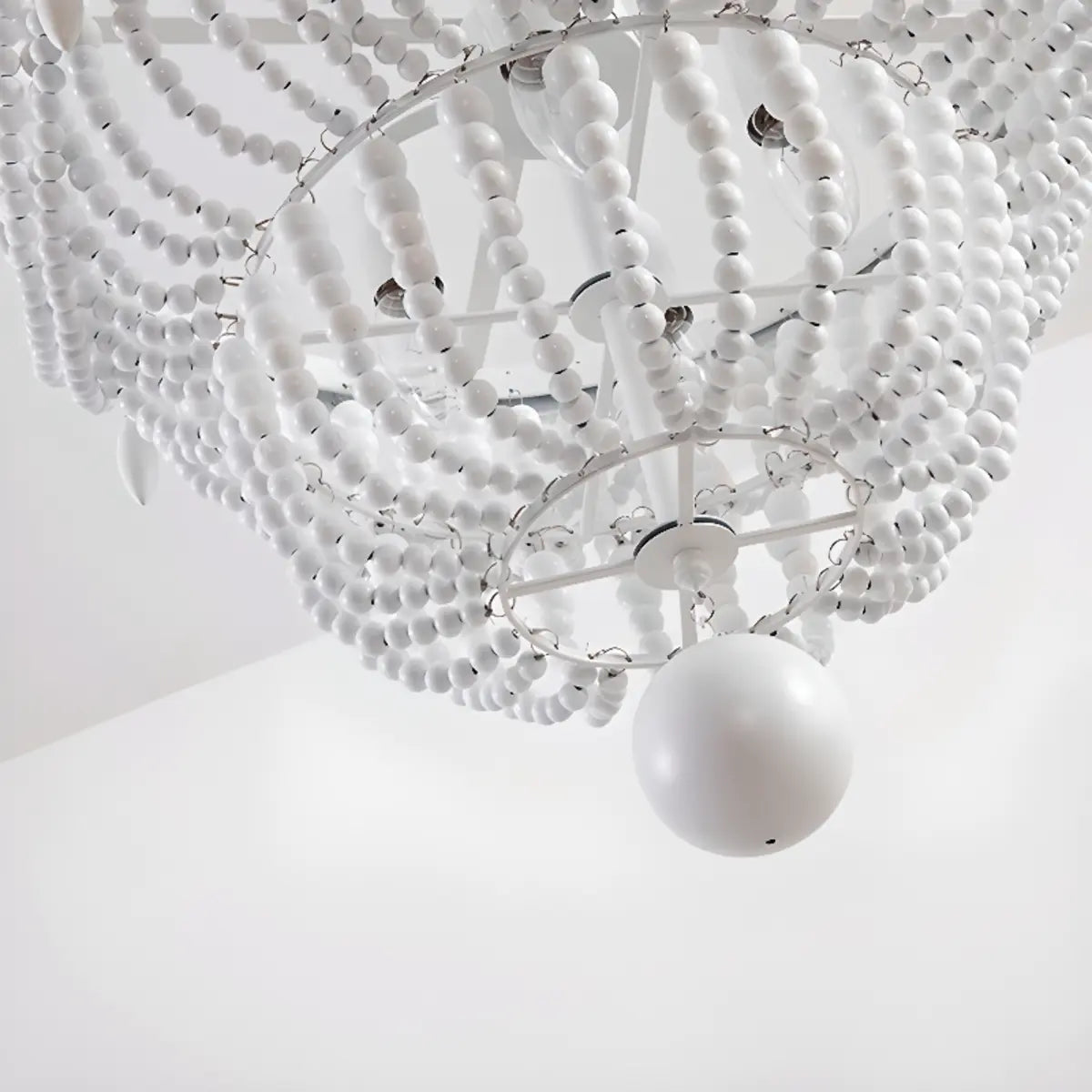Modern Beaded Chandelier, Living Room, White, 5 Lights Image - 7