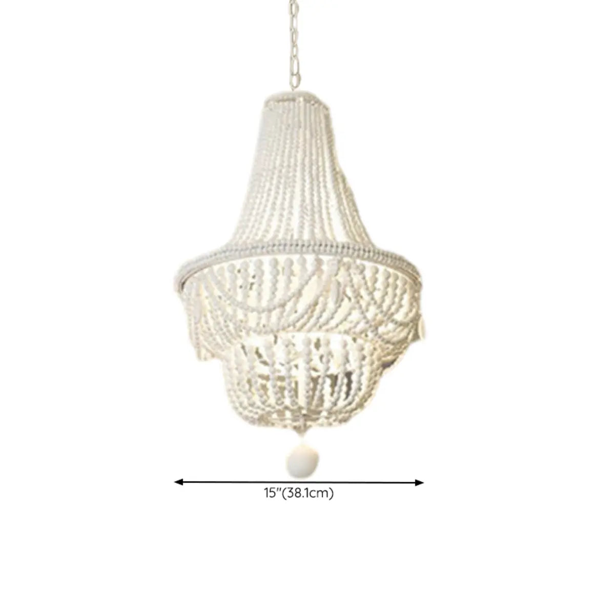 Modern Beaded Chandelier, Living Room, White, 5 Lights