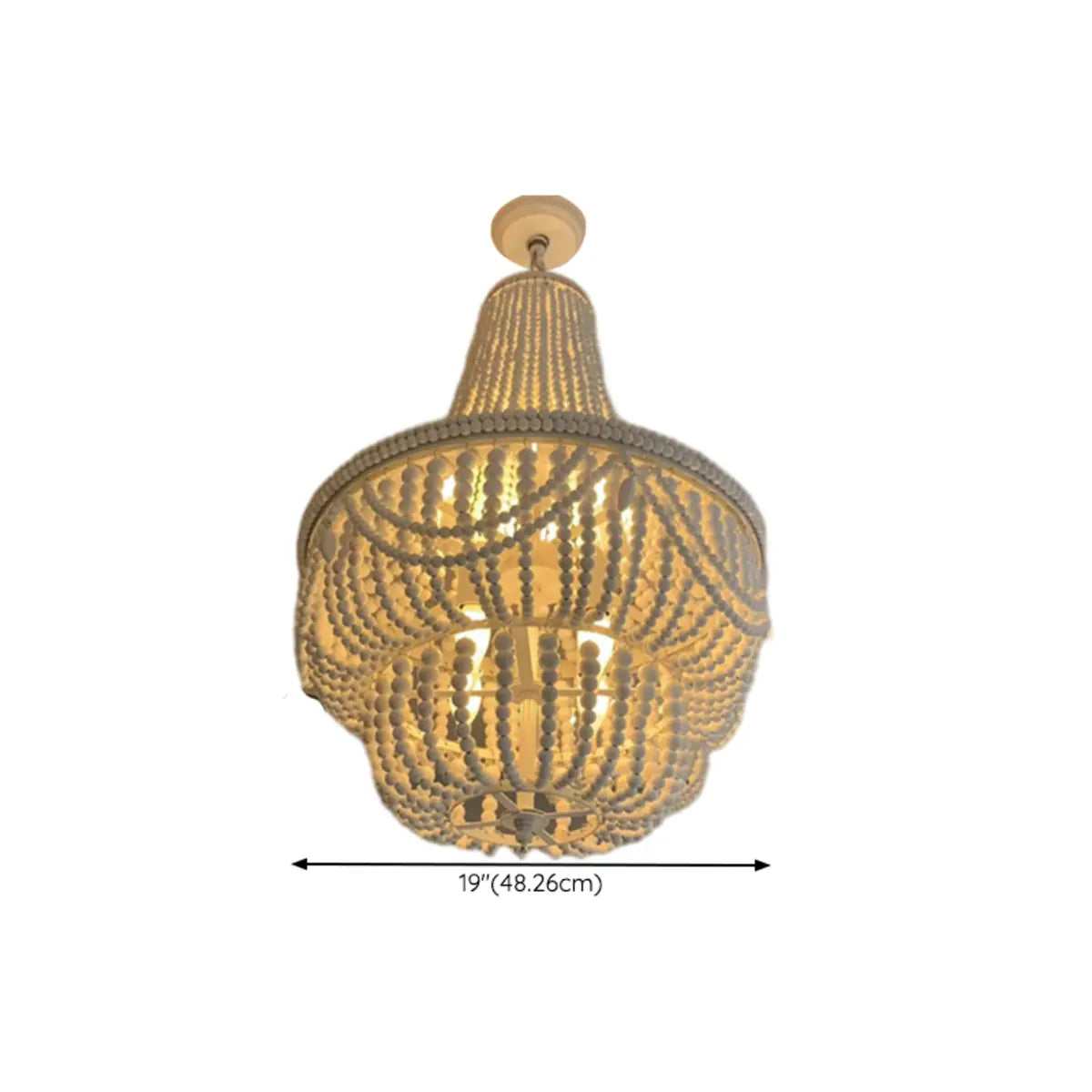 Modern Beaded Chandelier, Living Room, White, 5 Lights Image - 9