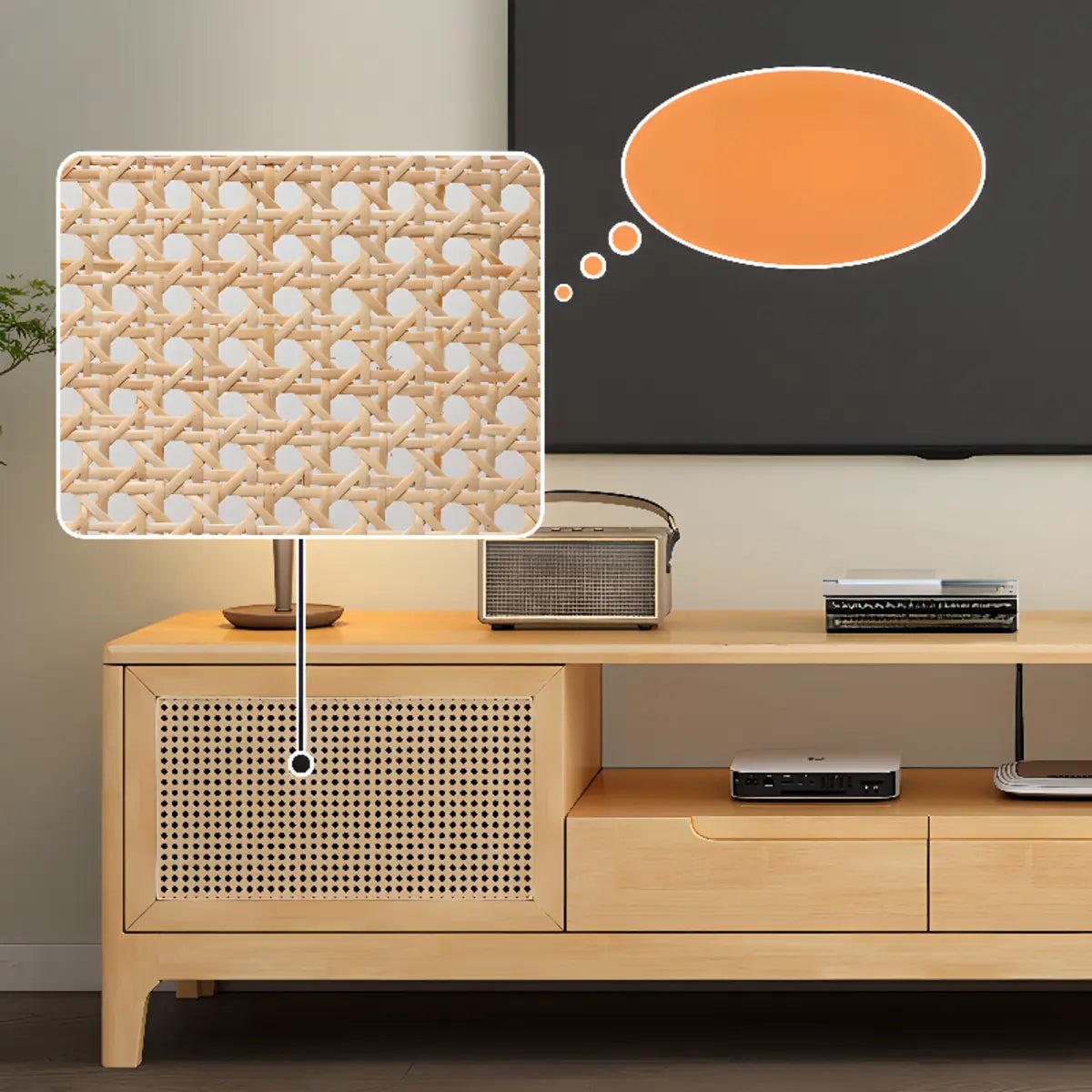 Bohemian Wood Rectangle Open Storage Cabinet TV Stand Image - 10