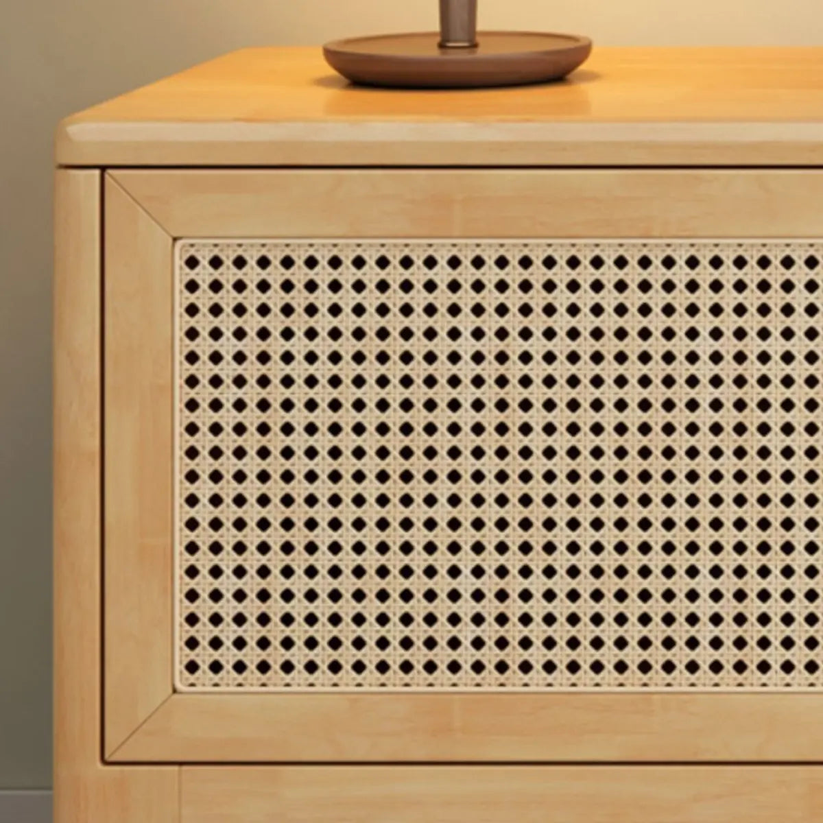 Bohemian Wood Rectangle Open Storage Cabinet TV Stand Image - 13