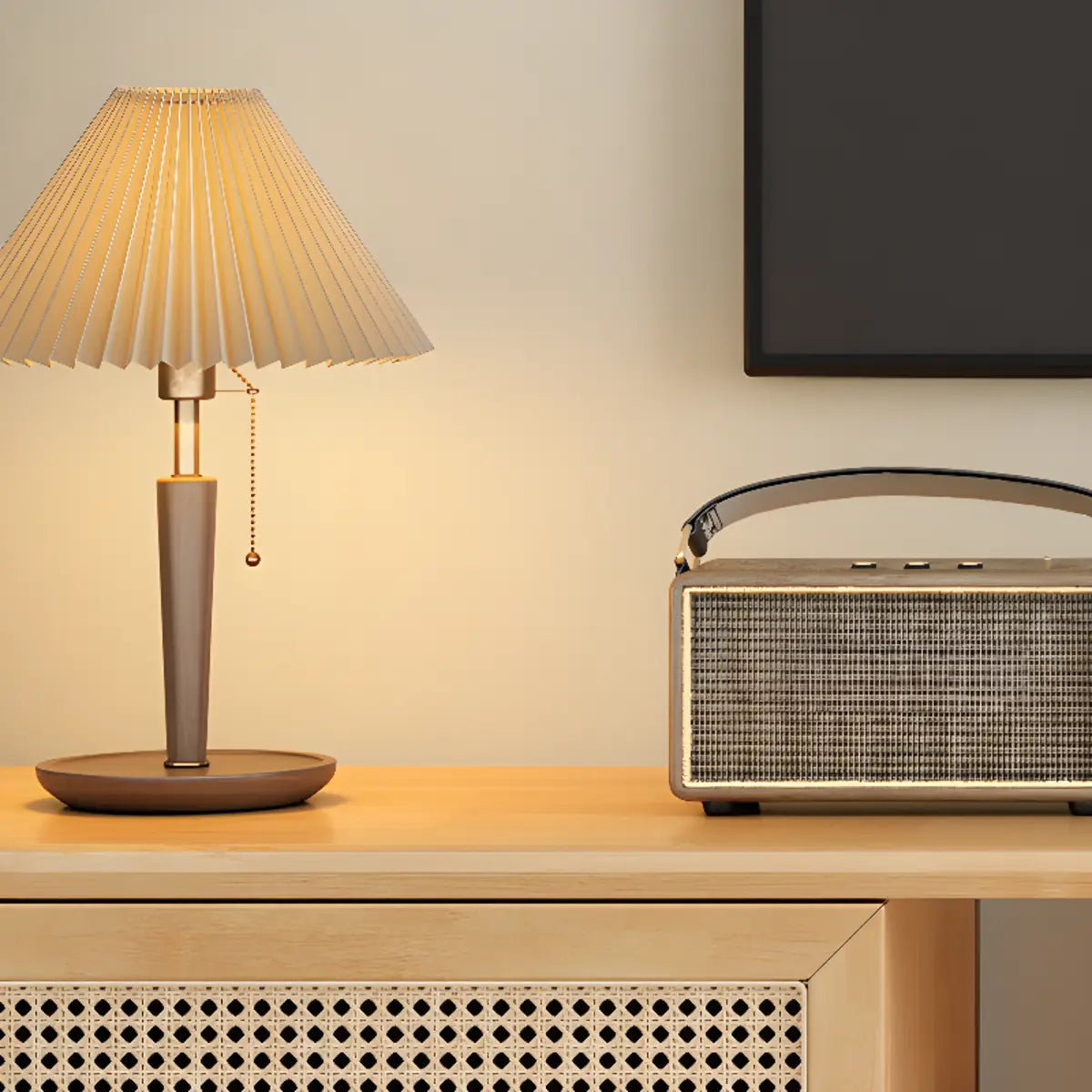 Bohemian Wood Rectangle Open Storage Cabinet TV Stand Image - 15