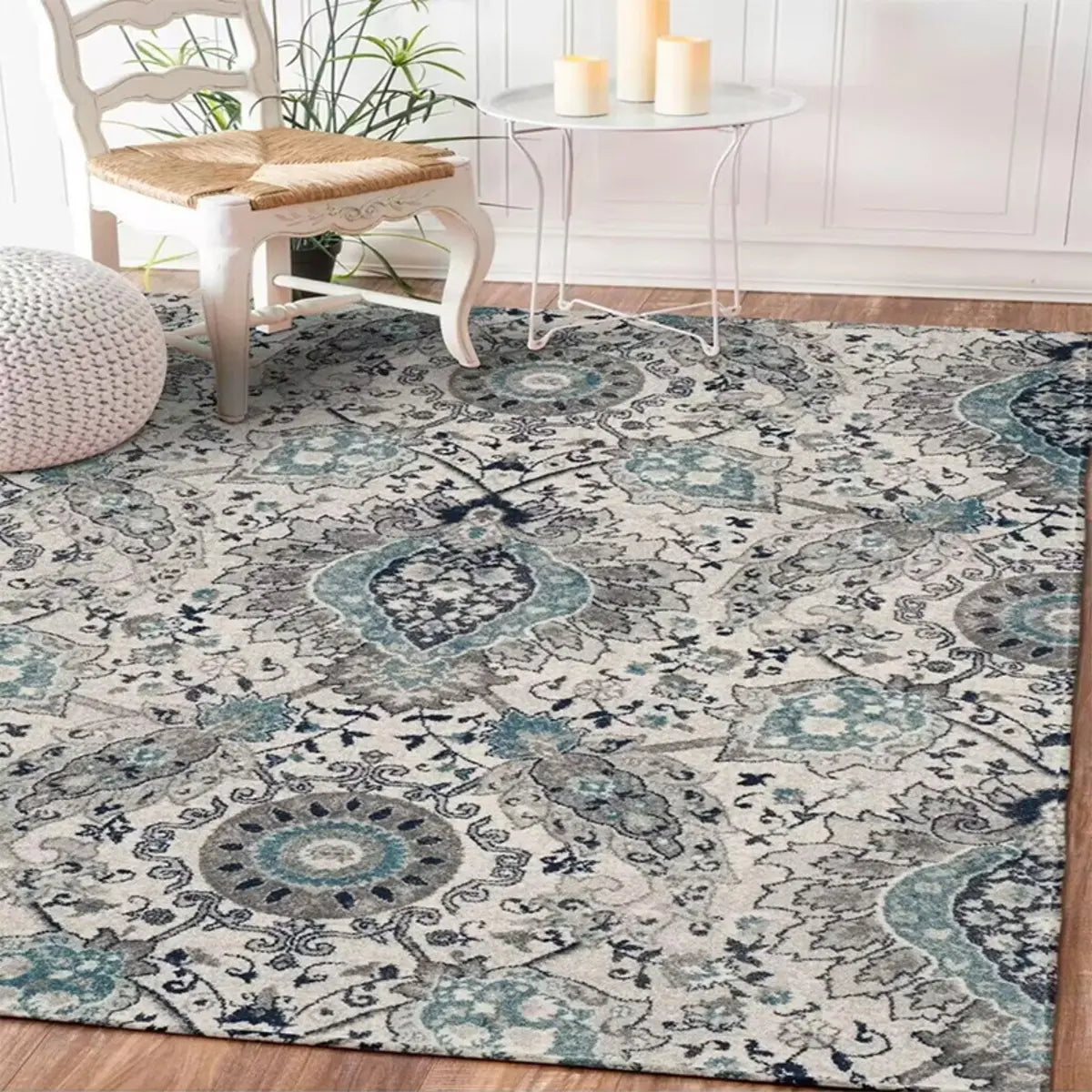 Boho-Chic Geometric Pattern Synthetic Red Area Rug Image - 12